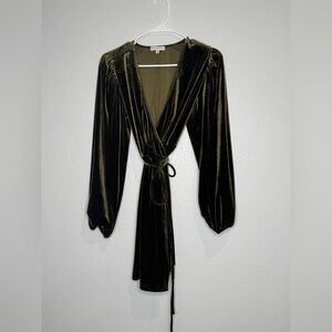 Gianni Bini Velvet Green Wrap Dress